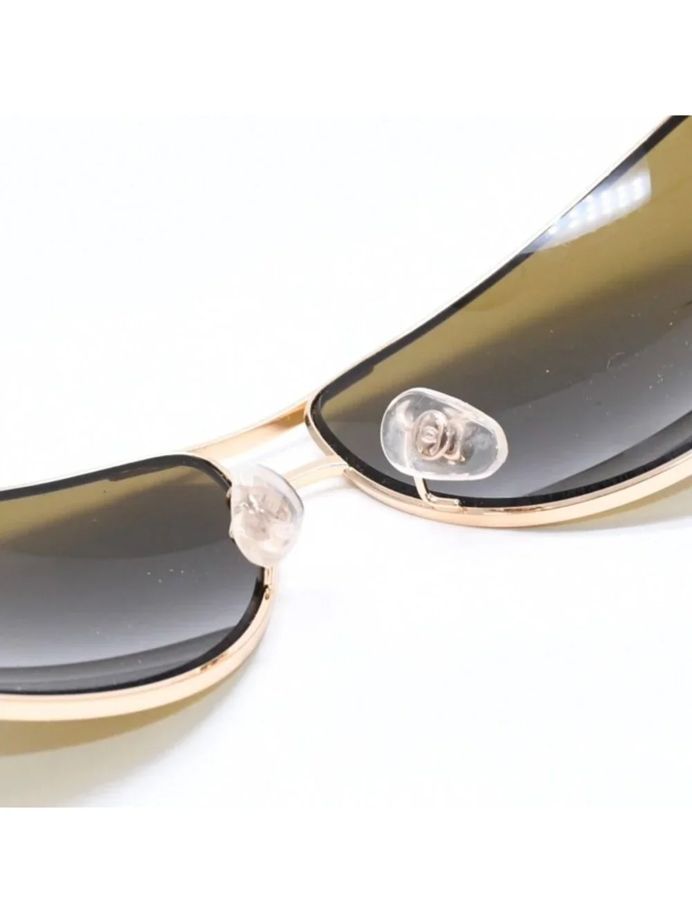 Chanel Side CC Logo Teardrop Sunglasses Metal Acetate Brown Gold Eyewear